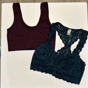 Plum and Teal Lace Bralettes